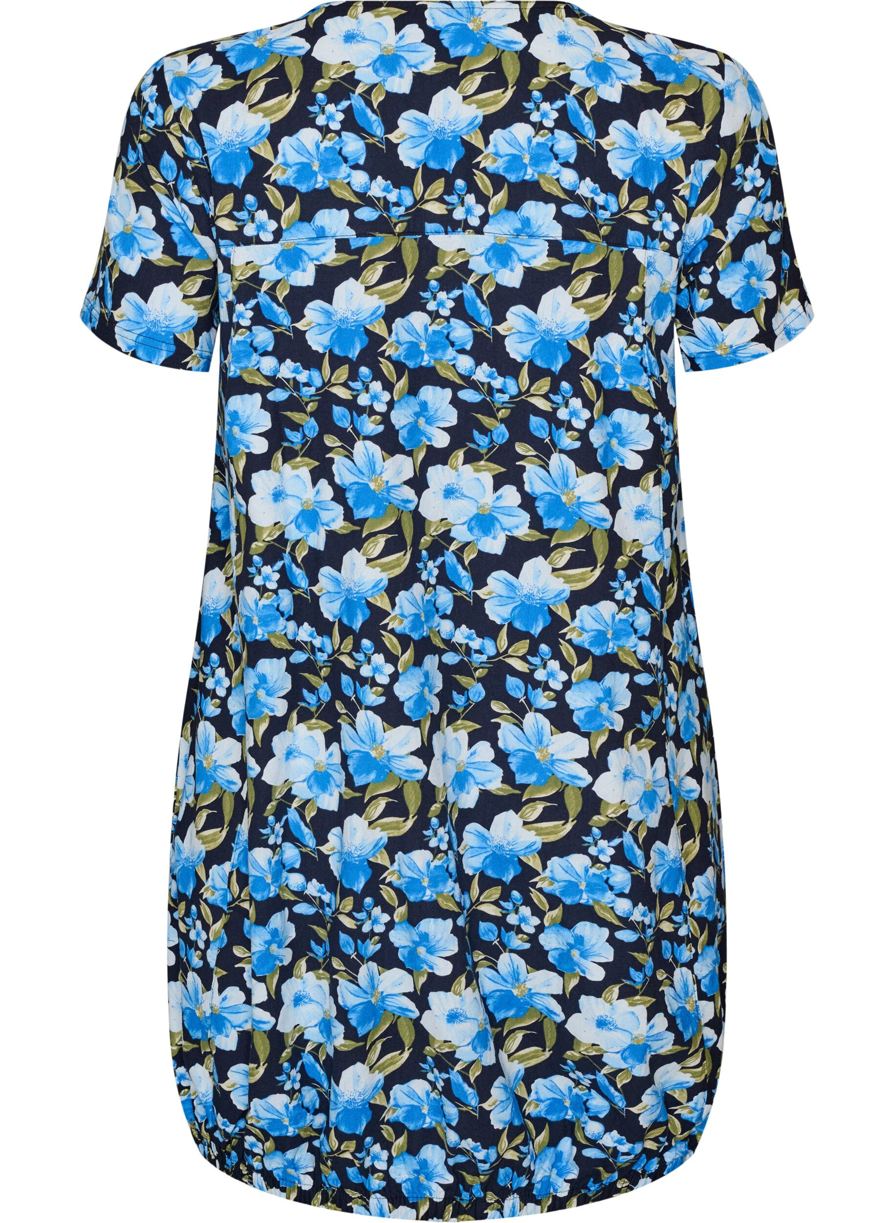 ZizziRobe en coton imprim&eacute; &agrave; manches courtes, Bleu, Packshot image number 1