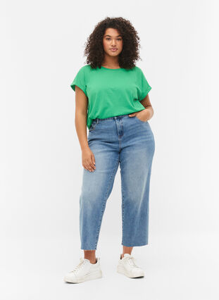 T-shirt à manches courtes en mélange de coton, Kelly Green, Model image number 2