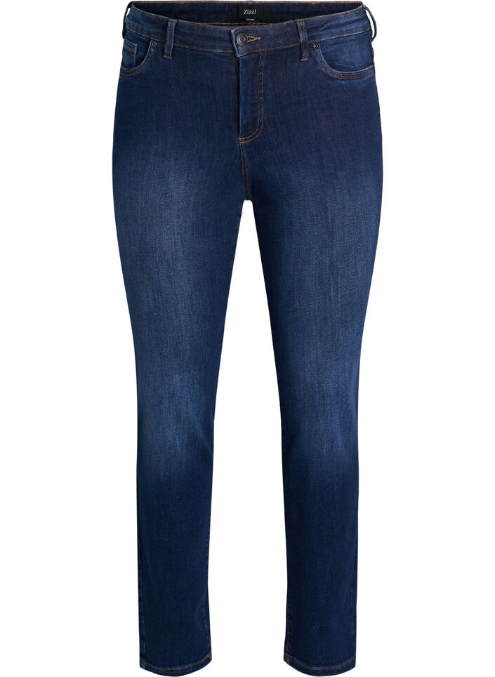 Jean coupe slim à taille standard, Dark Blue, Packshot image number 0
