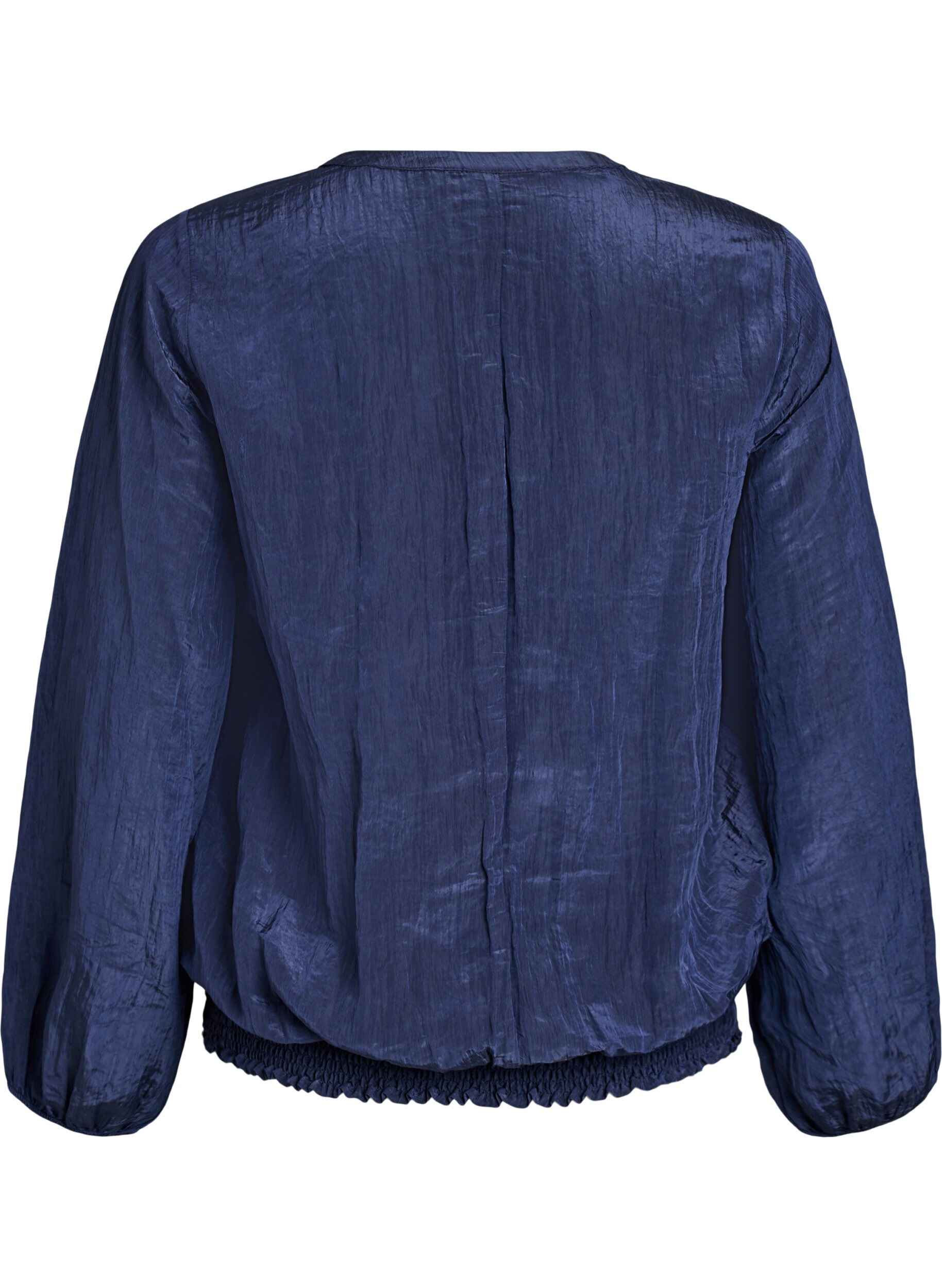 Zizzi Blouse avec col en V et texture froiss&eacute;e, Bleu, Packshot image number 1