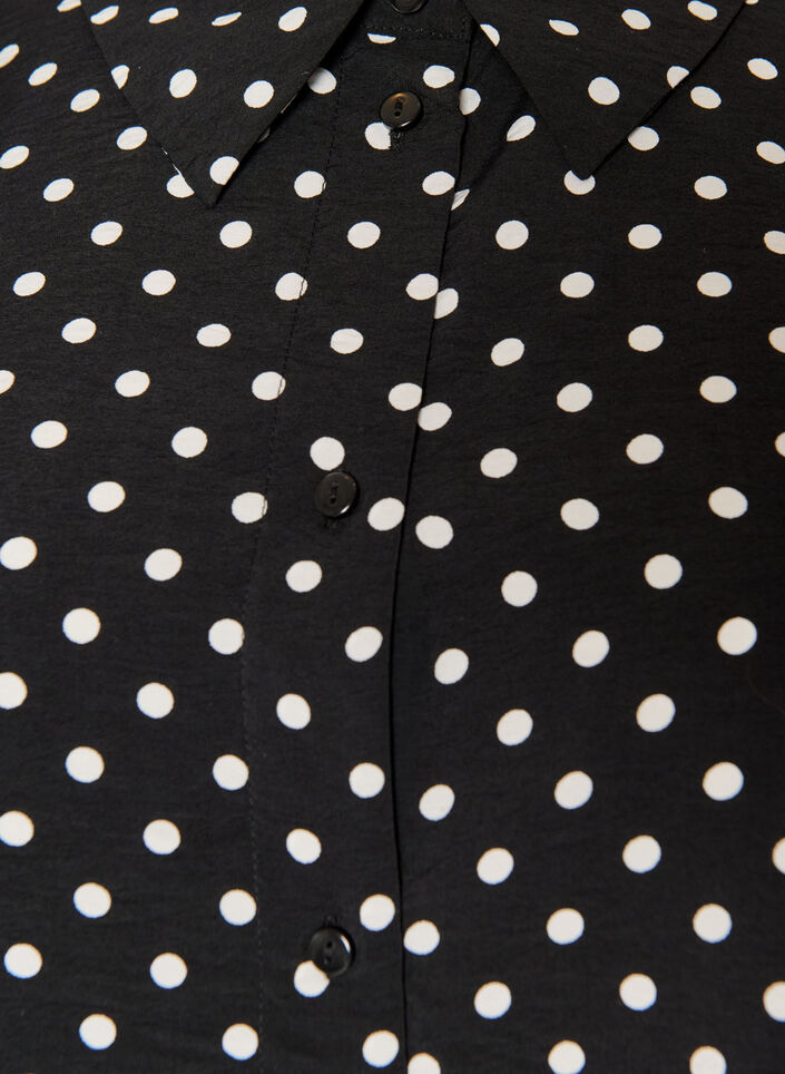 Chemisier &agrave; pois et manches 3/4, Noir, Packshot image number 2