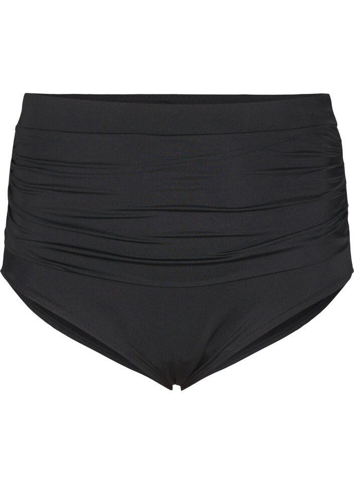 Culotte de bikini taille haute avec fronces, Noir, Packshot image number 0