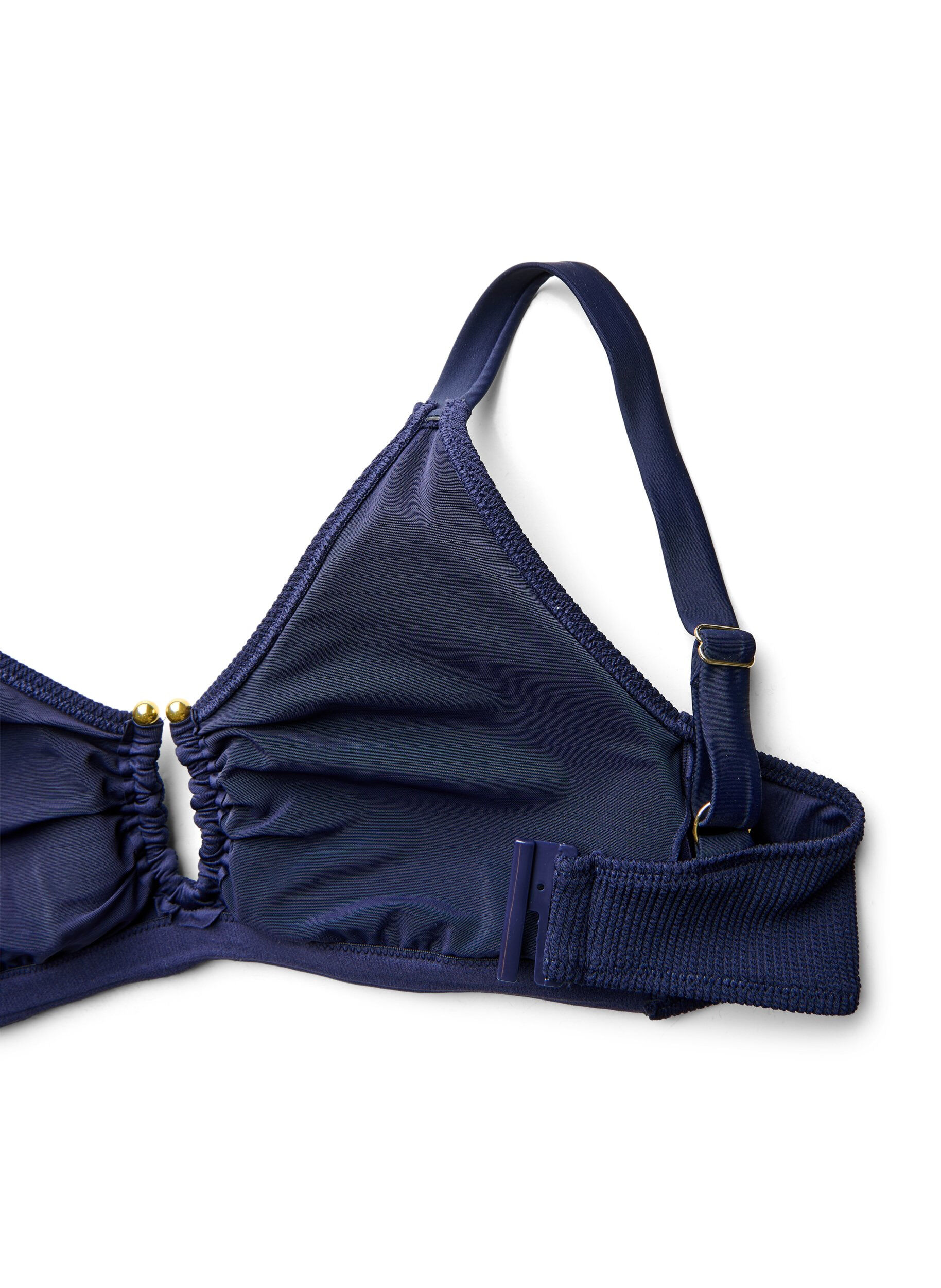 ZizziHaut de bikini textur&eacute; avec d&eacute;tail dor&eacute;, Bleu, Packshot image number 3