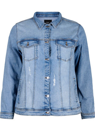 Veste courte en jean en coton, Light blue denim, Packshot image number 0