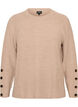 Blouse en maille c&ocirc;tel&eacute;e avec d&eacute;tails de boutons, Beige, Packshot image number 0