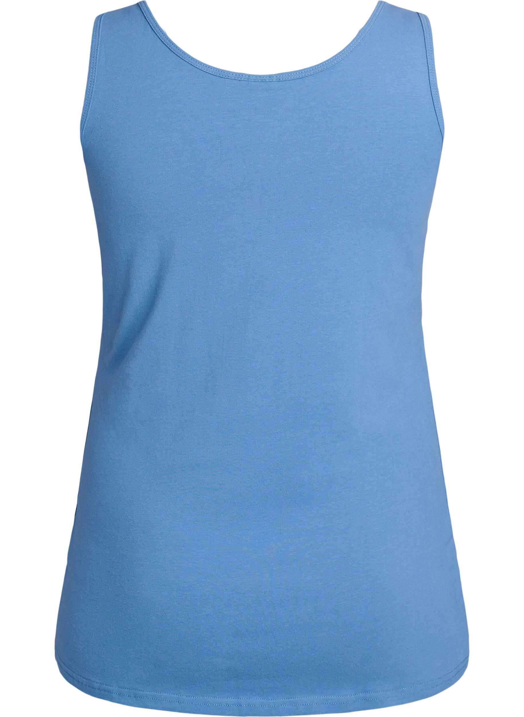 Zizzi Haut uni Basic en coton, Bleu, Packshot image number 1
