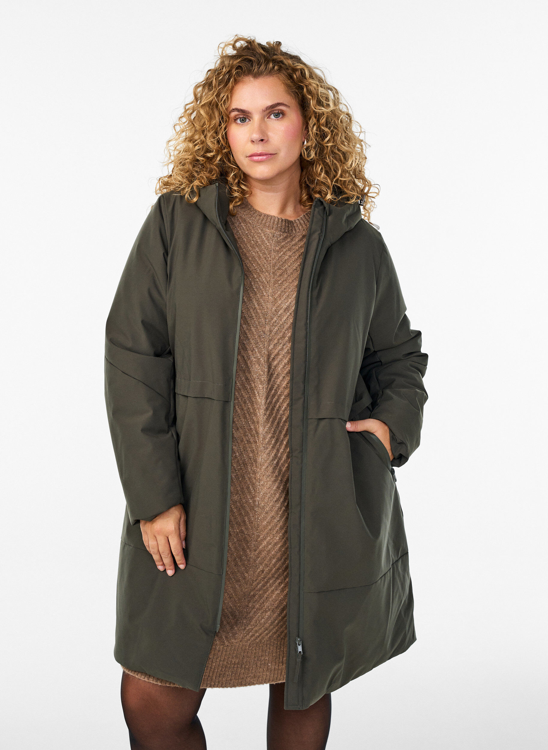 Veste d'hiver avec taille ajustable, Vert, Model