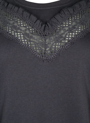 Sweatshirt avec volants et détail de crochet, Dark Grey, Packshot image number 2