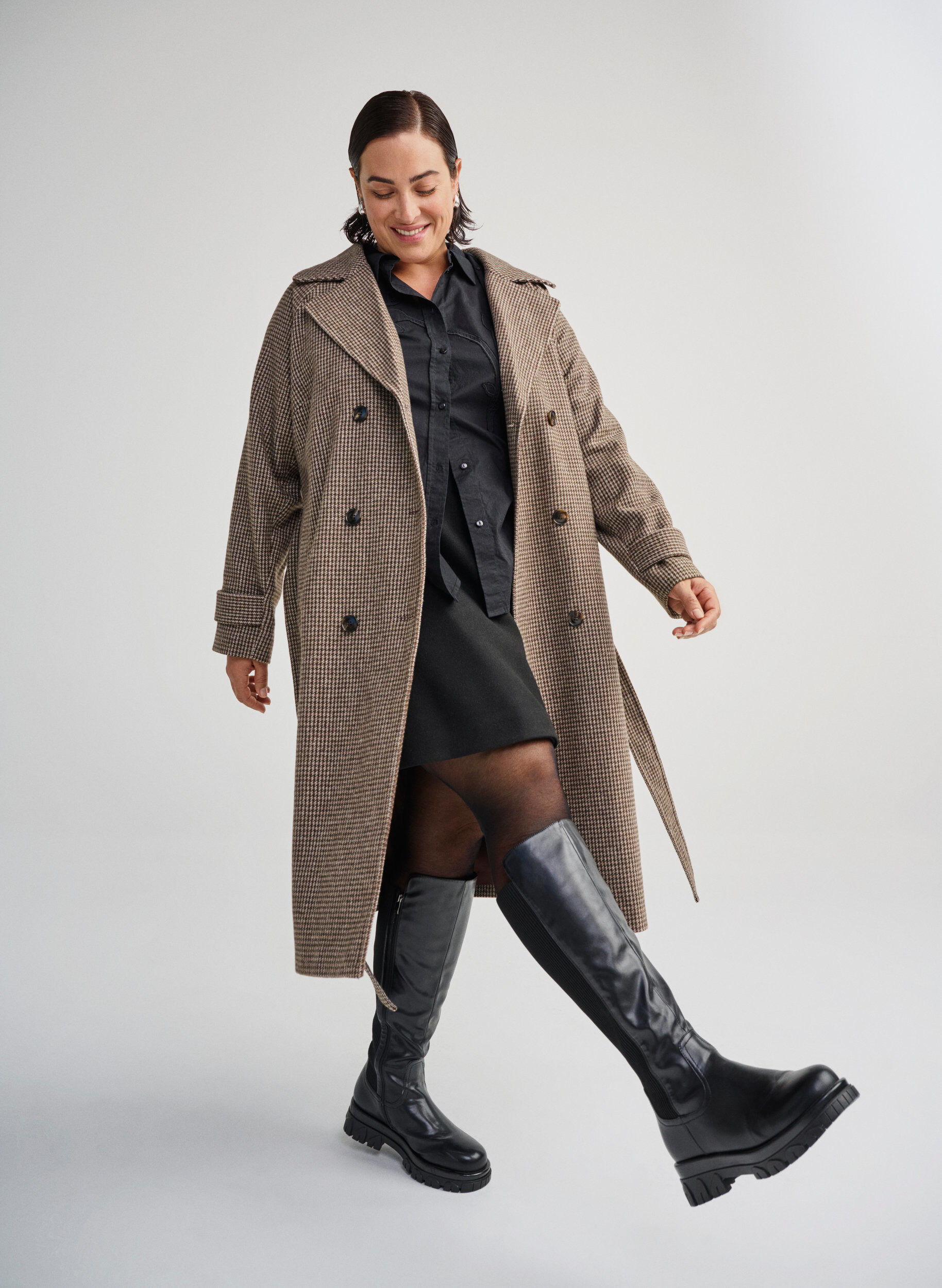Zizzi Large - Bottes hautes avec &eacute;lastique et fermeture &eacute;clair, Noir, Image image number 0
