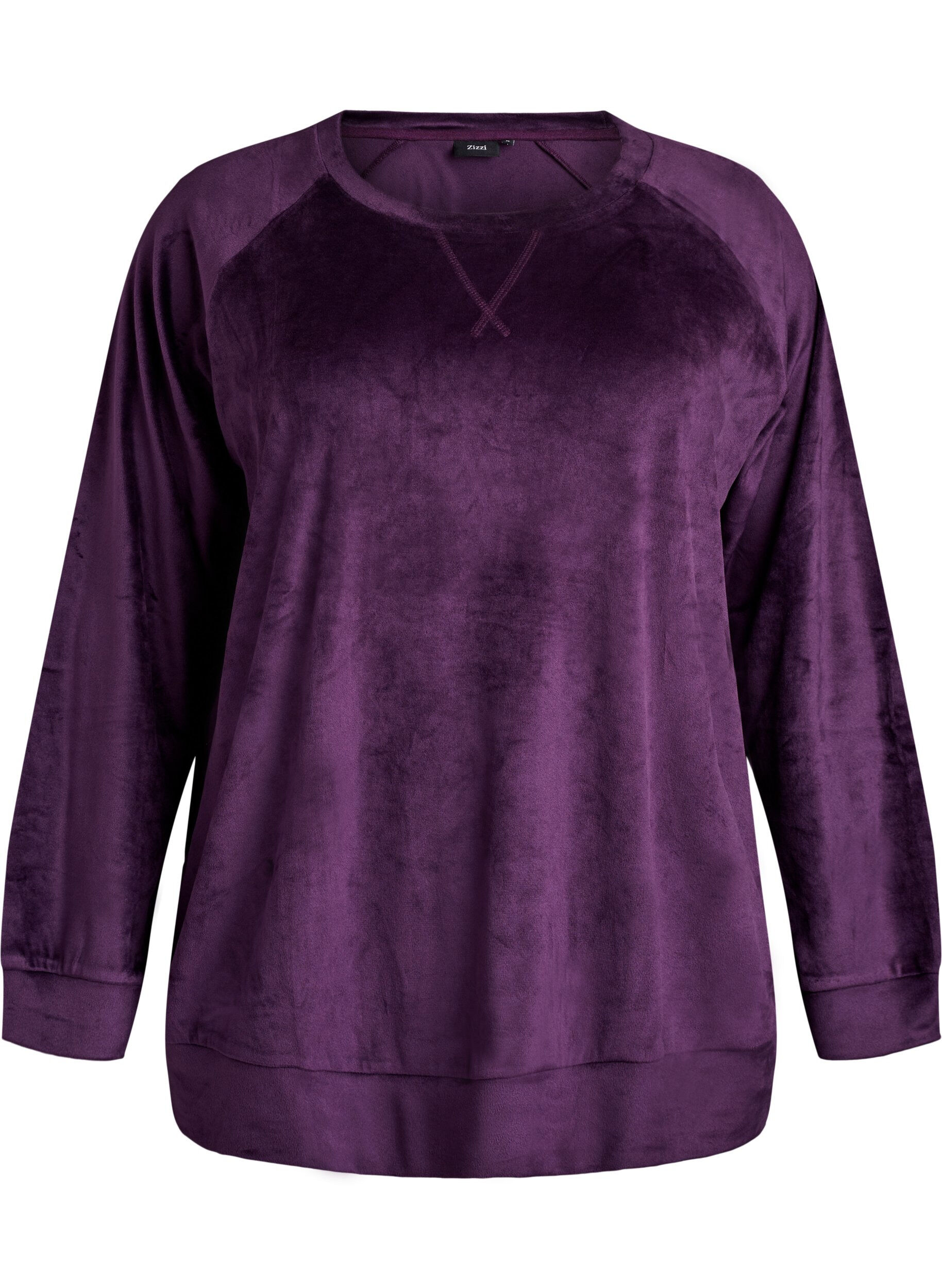 Blouse en velours &agrave; manches raglan
