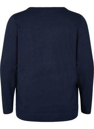 Blouse en tricot de couleur unie en mélange de viscose, Night Sky, Packshot image number 1
