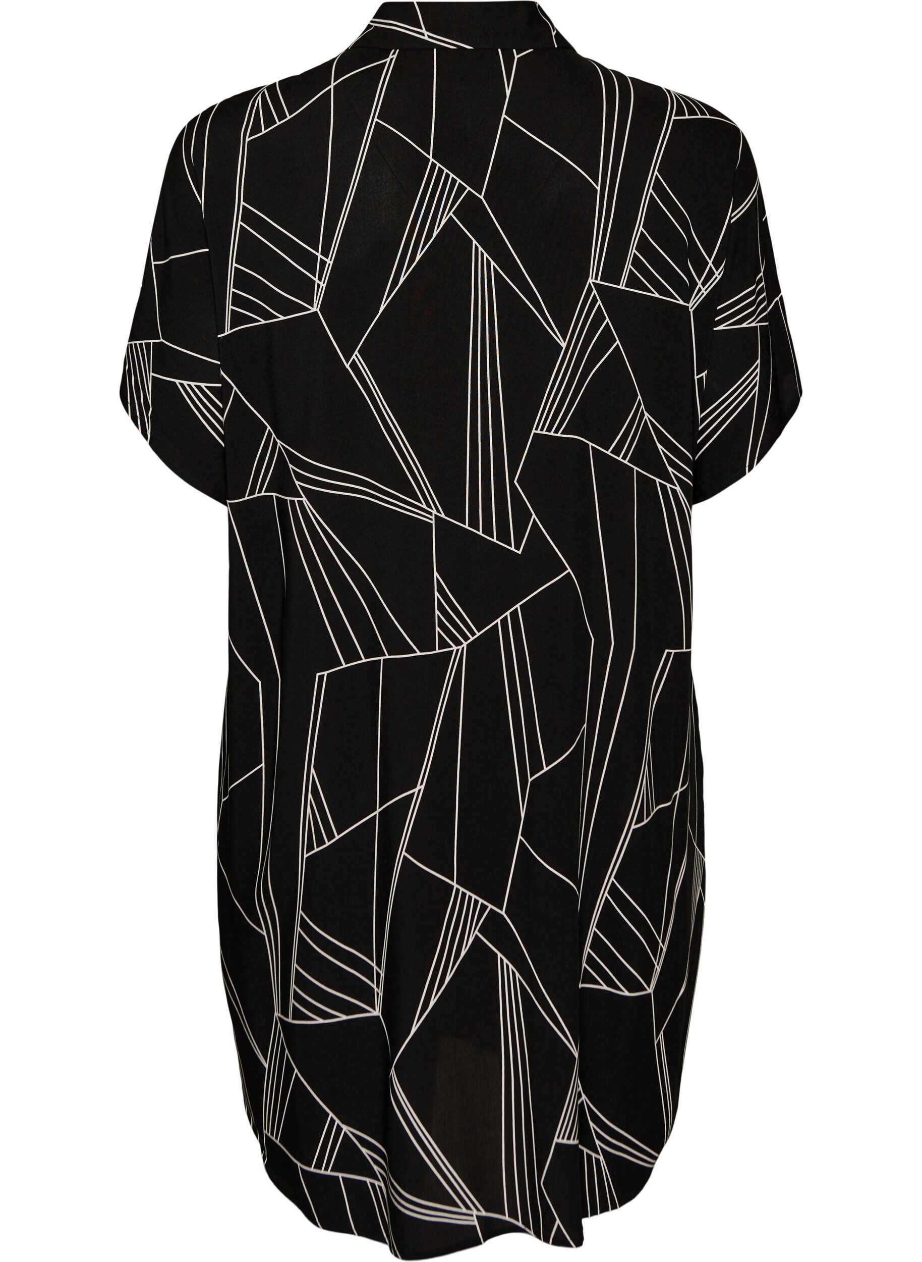 Zizzi Chemise longue ample en viscose, Noir, Packshot image number 1