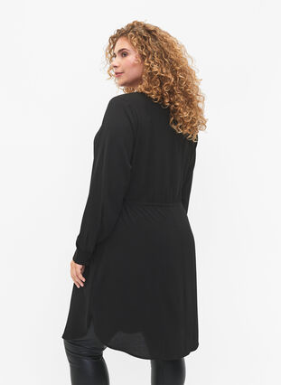 Robe avec dentelle à la taille, Black, Model image number 1