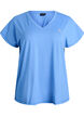 T-shirt ample de sport &agrave; col en V, Bleu, Packshot image number 0