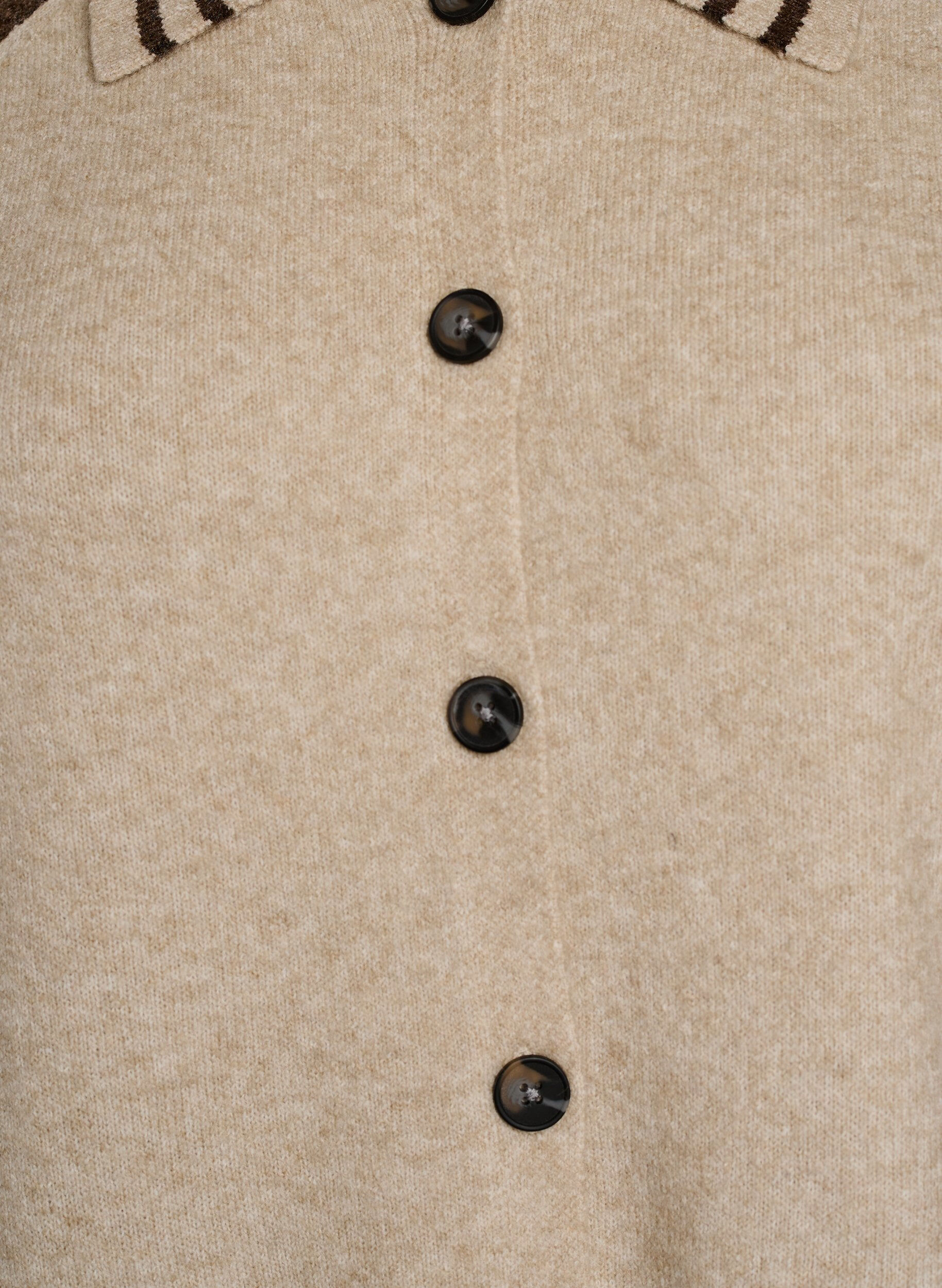 ZizziCardigan avec manches et col contrastants, Beige, Packshot image number 2