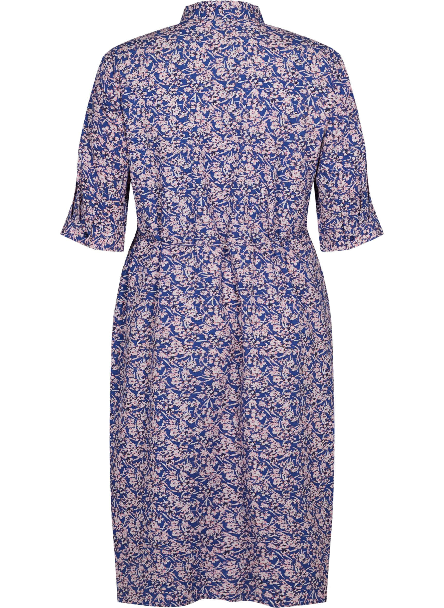 Zizzi FLASH - Robe chemise &agrave; imprim&eacute; floral, Strong Blue Flower, Packshot image number 1