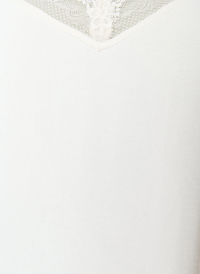 Top caraco avec col V et bordure en dentelle, Vanille, Packshot image number 2