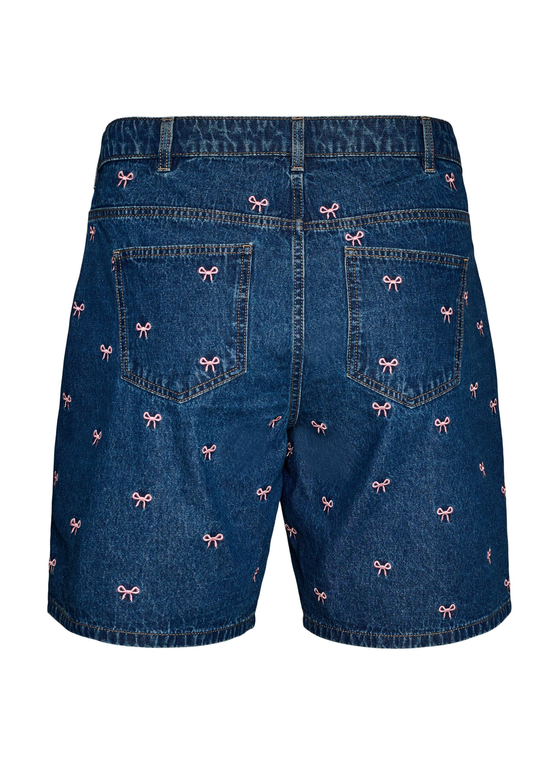 ZizziShort en jean brod&eacute;, Bleu, Packshot image number 1