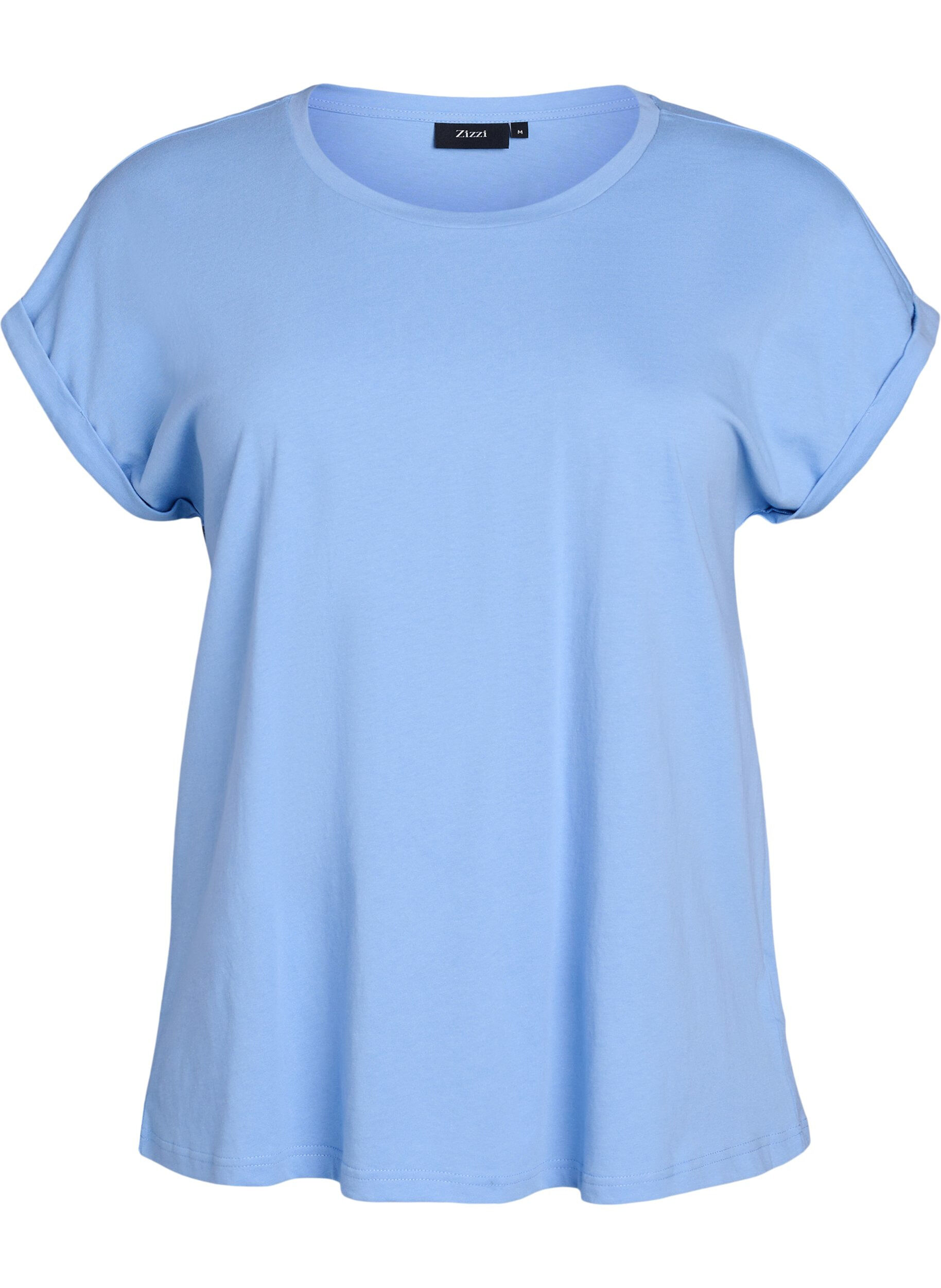 Zizzi T-shirt &agrave; manches courtes en coton m&eacute;lang&eacute;, Bleu Clair, Packshot image number 0