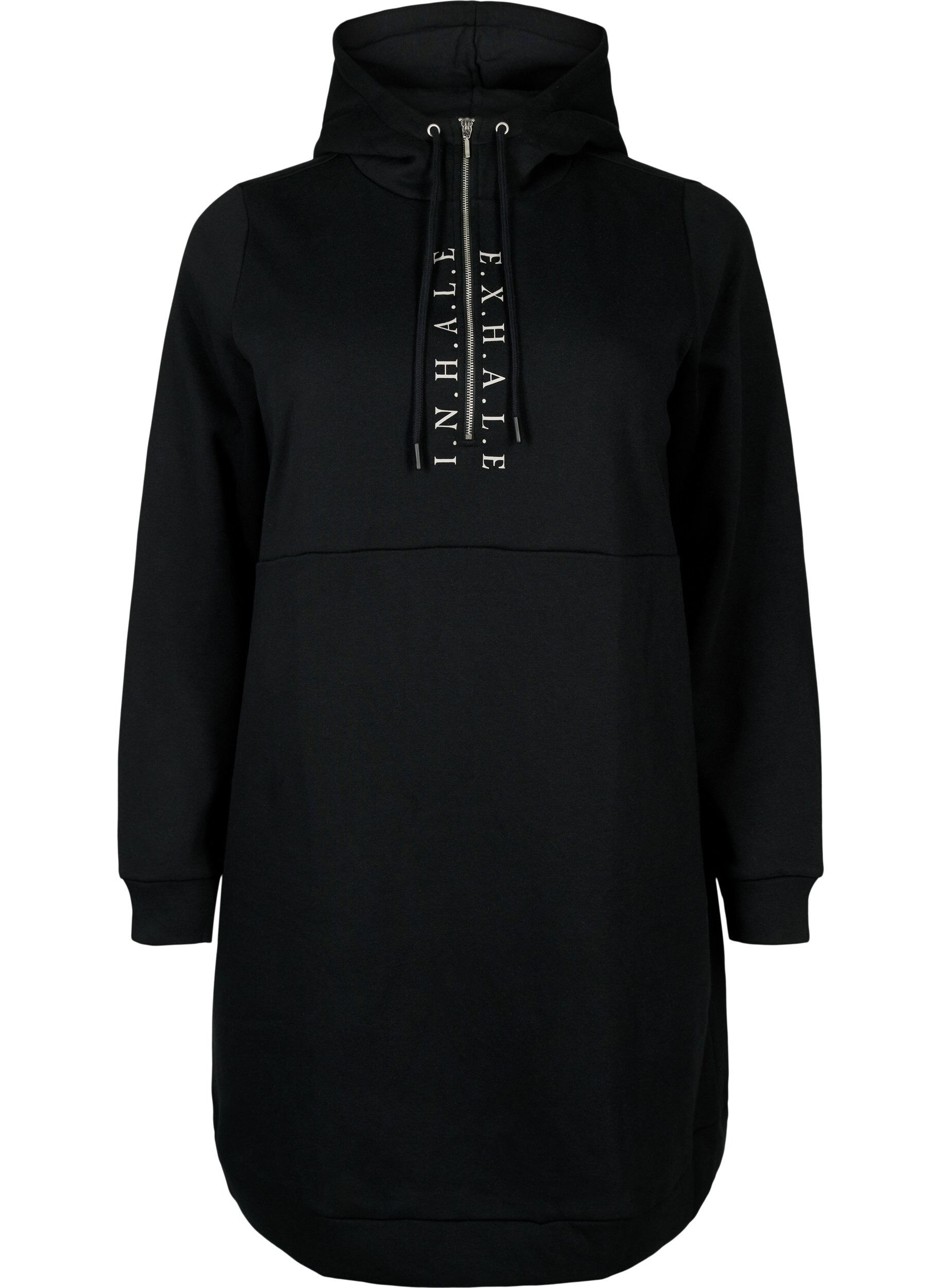 Zizzi Robe pull de style sportif avec capuche, Black/Grey, Packshot image number 0