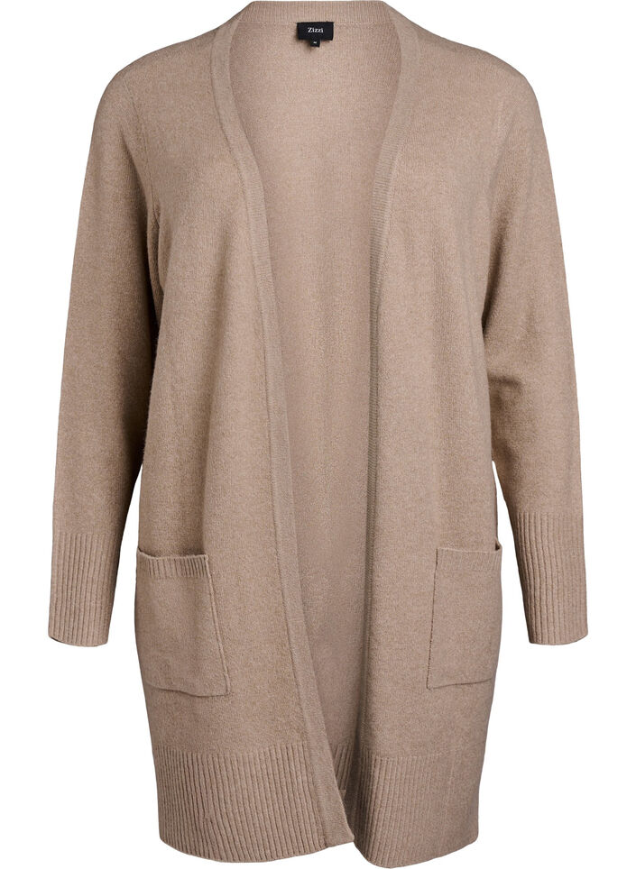 Cardigan en tricot c&ocirc;tel&eacute; avec poches, Beige, Packshot image number 0