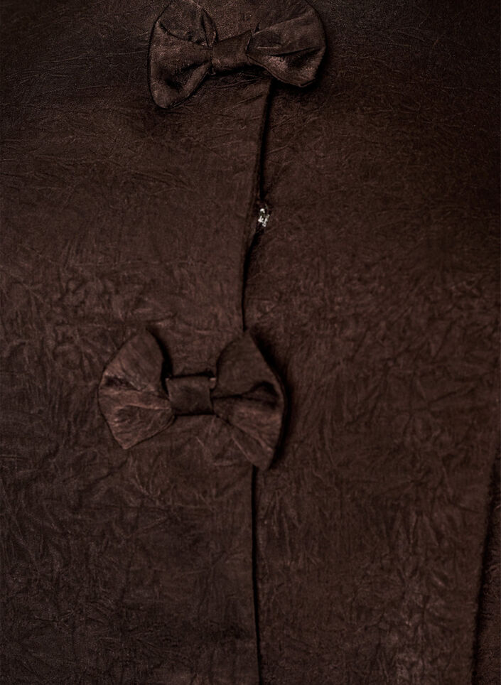 Blouse en satin avec n&oelig;uds et manches au coude, Marron, Packshot image number 2