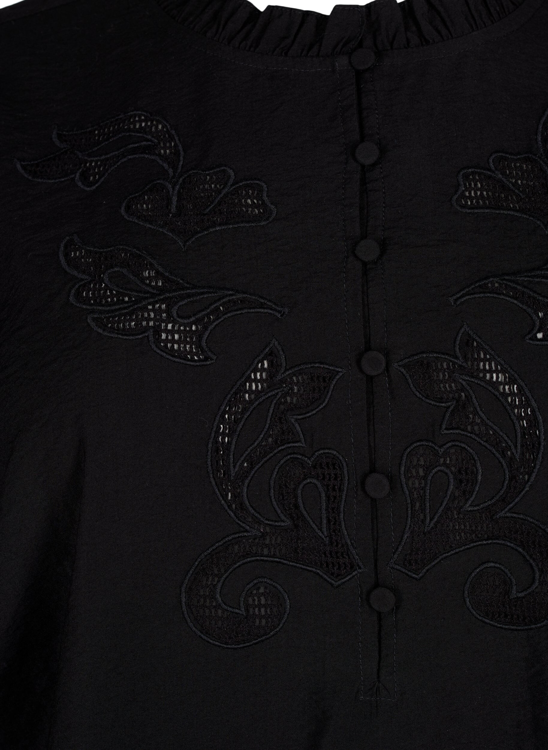 Zizzi Chemisier avec volants et broderie anglaise, Black, Packshot image number 2