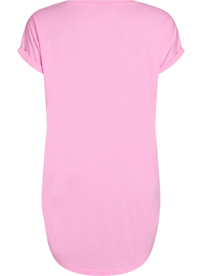 Chemise de nuit &agrave; manches courtes avec imprim&eacute; de texte, Rose, Packshot image number 1
