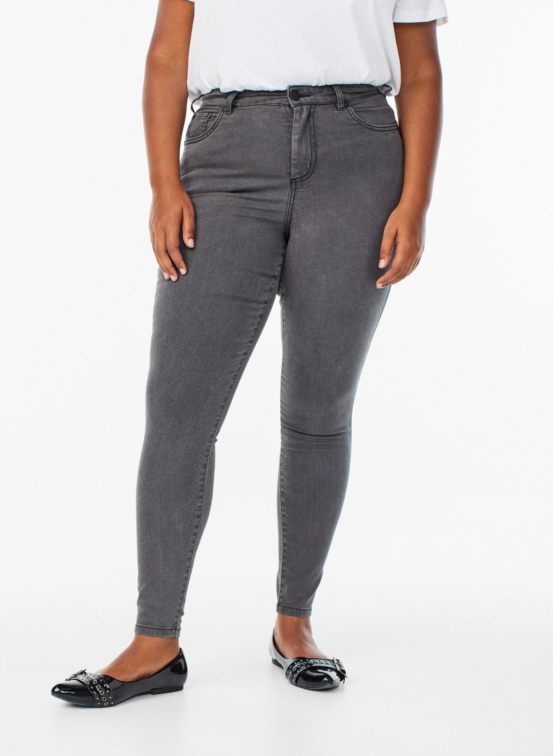 Zizzi Jean Amy taille haute coupe super slim, Gris, Model image number 2