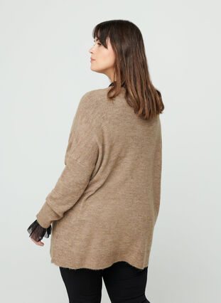 Pull en maille oversize chinée avec laine, Light Brown Mel. , Model image number 1