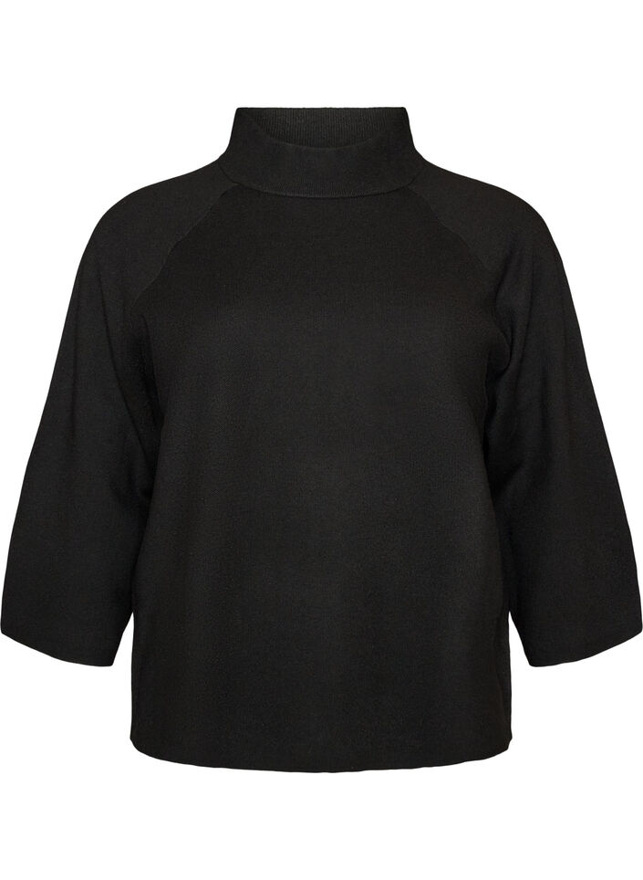 Blouse en maille en m&eacute;lange de viscose &agrave; col roul&eacute;, Noir, Packshot image number 0