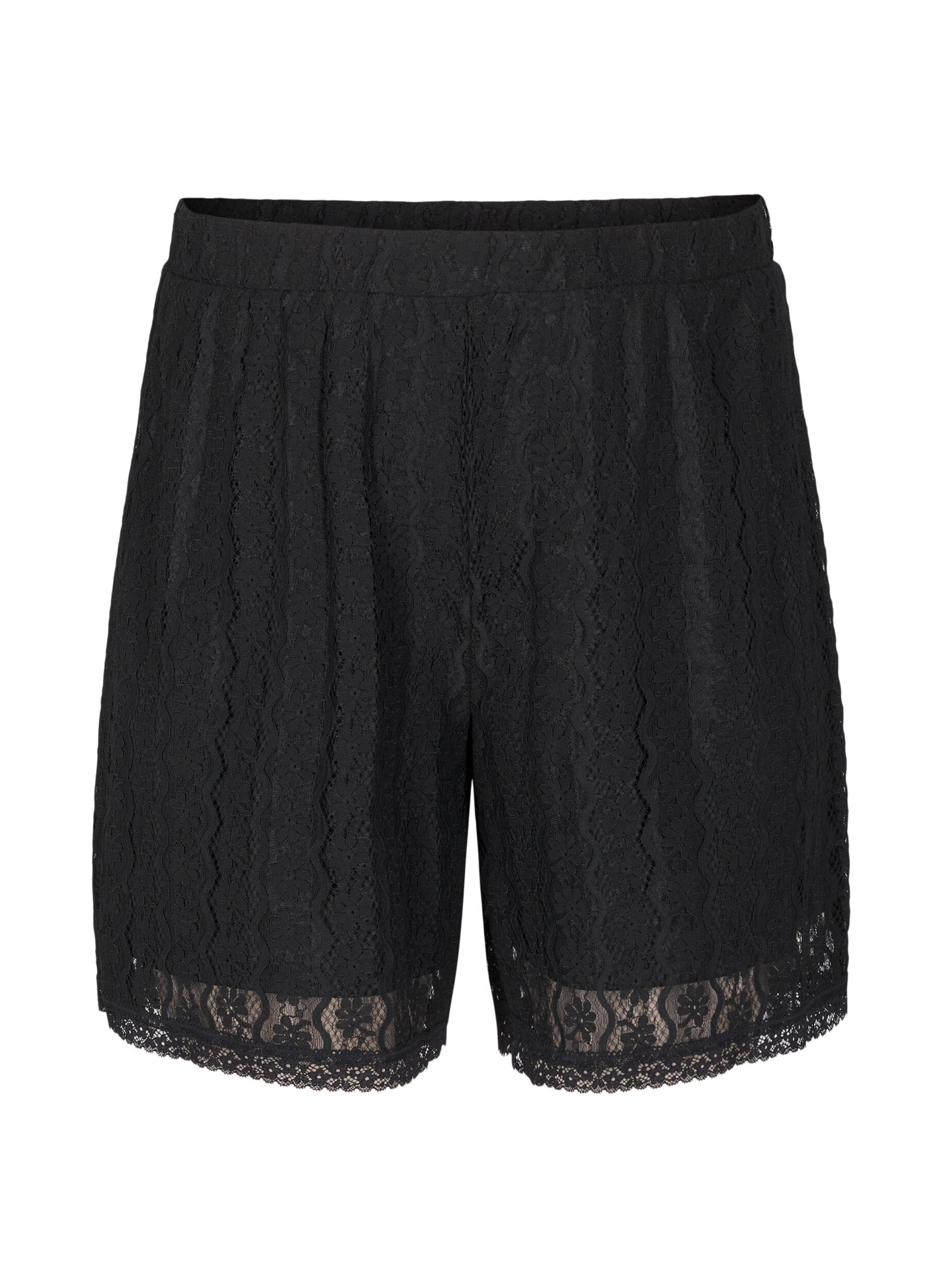 Shorts en dentelle &agrave; taille haute
