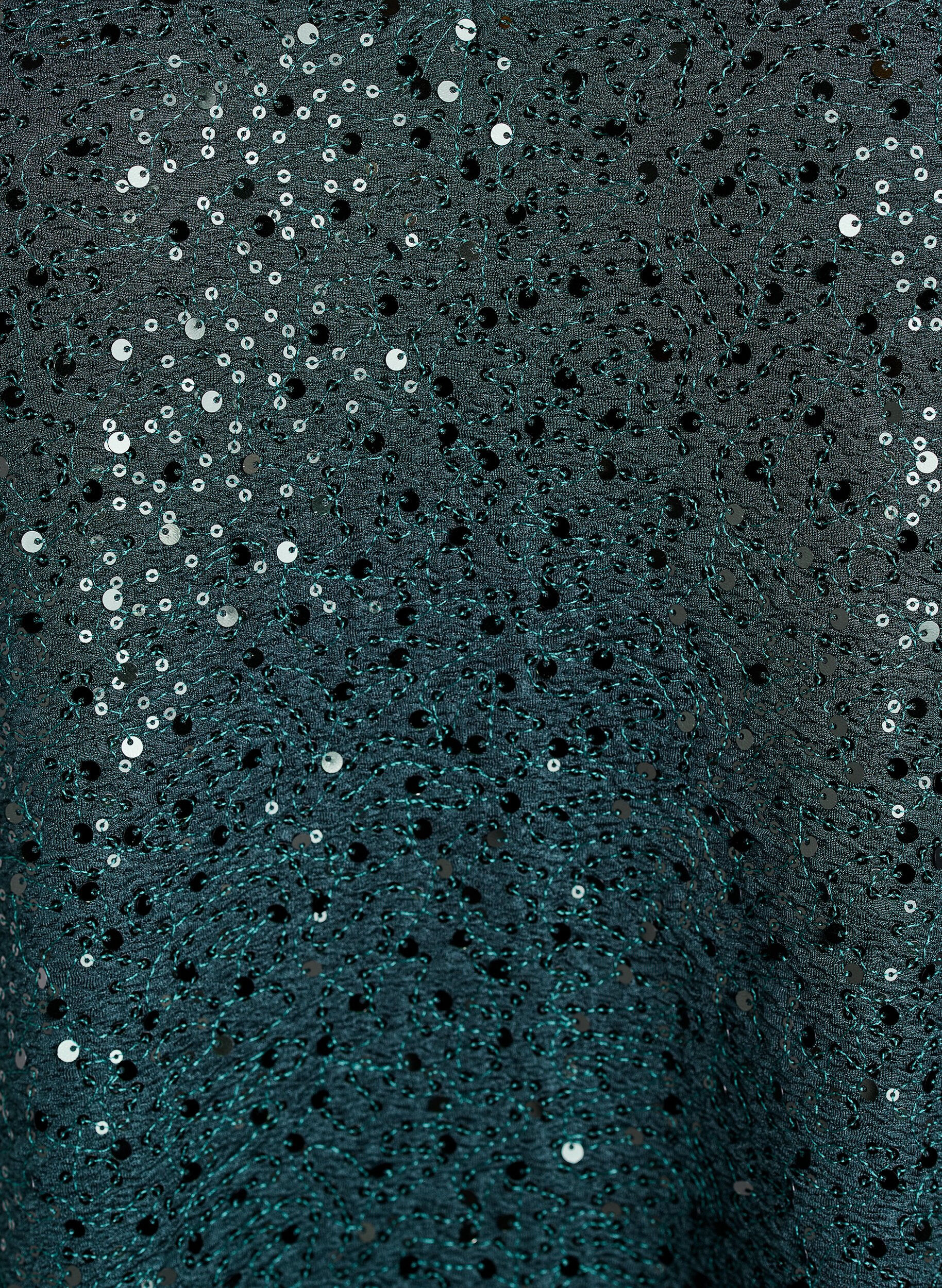 Zizzi Robe courte &agrave; sequins &agrave; manches bouffantes, Vert fonc&eacute;, Packshot image number 2