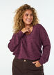 Blouse en jersey avec col en V et manches longues, Bordeaux fonc&eacute;, Model image number 0