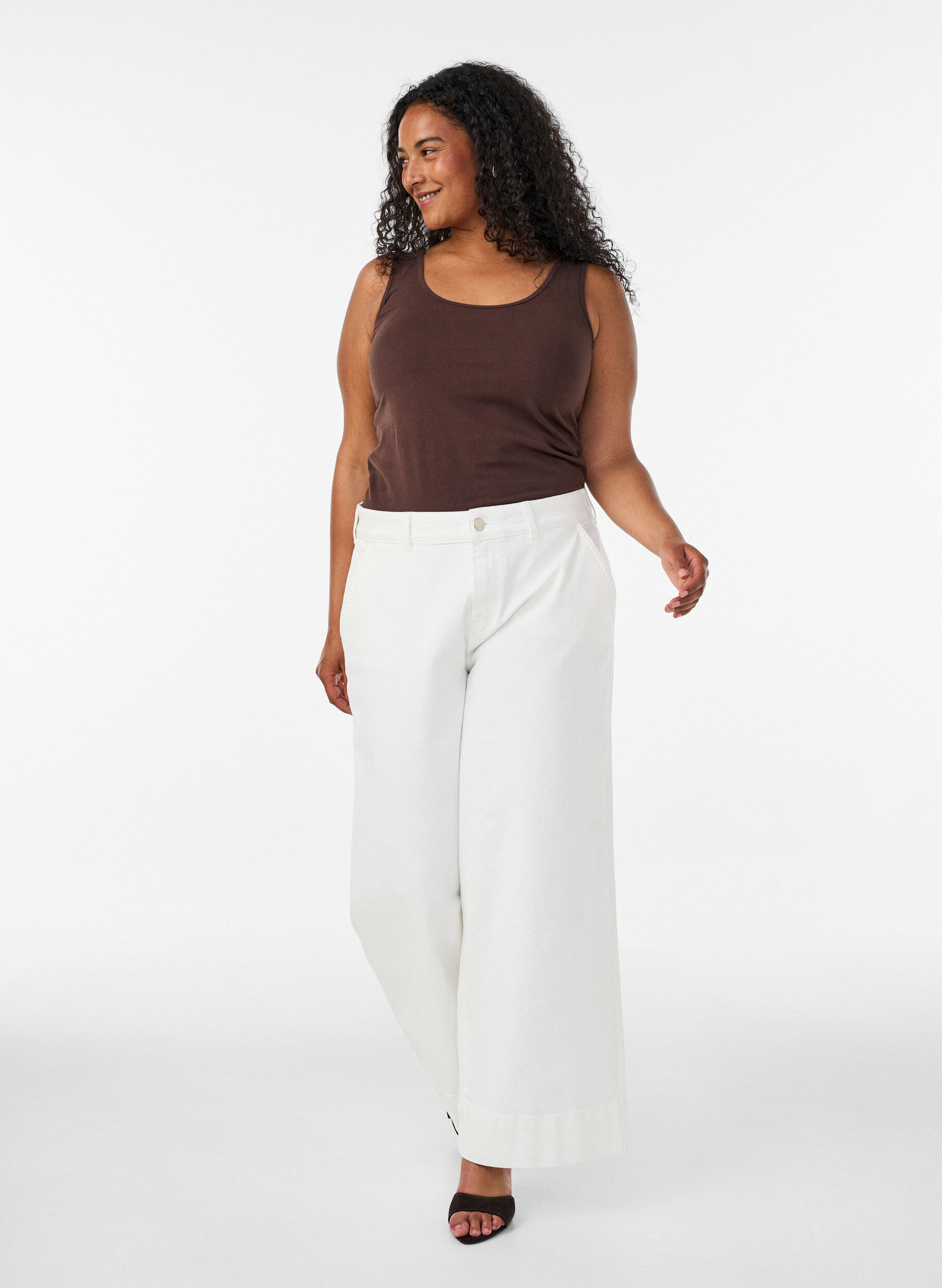ZizziHaut basic uni en coton, Marron, Model image number 1