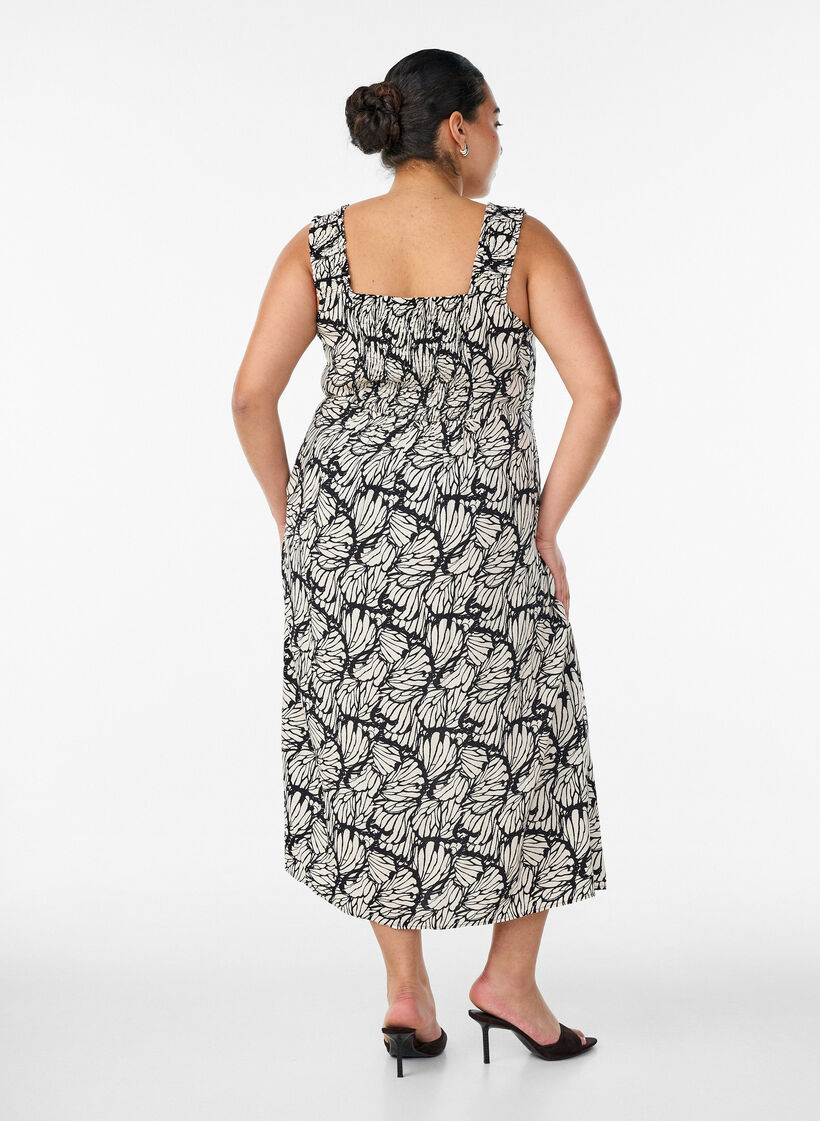 Robe d'&eacute;t&eacute; avec bretelles larges, Noir, Model image number 1