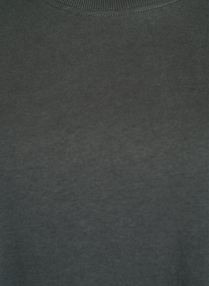 T-shirt basique en coton à col rond, Vert foncé, Packshot image number 2