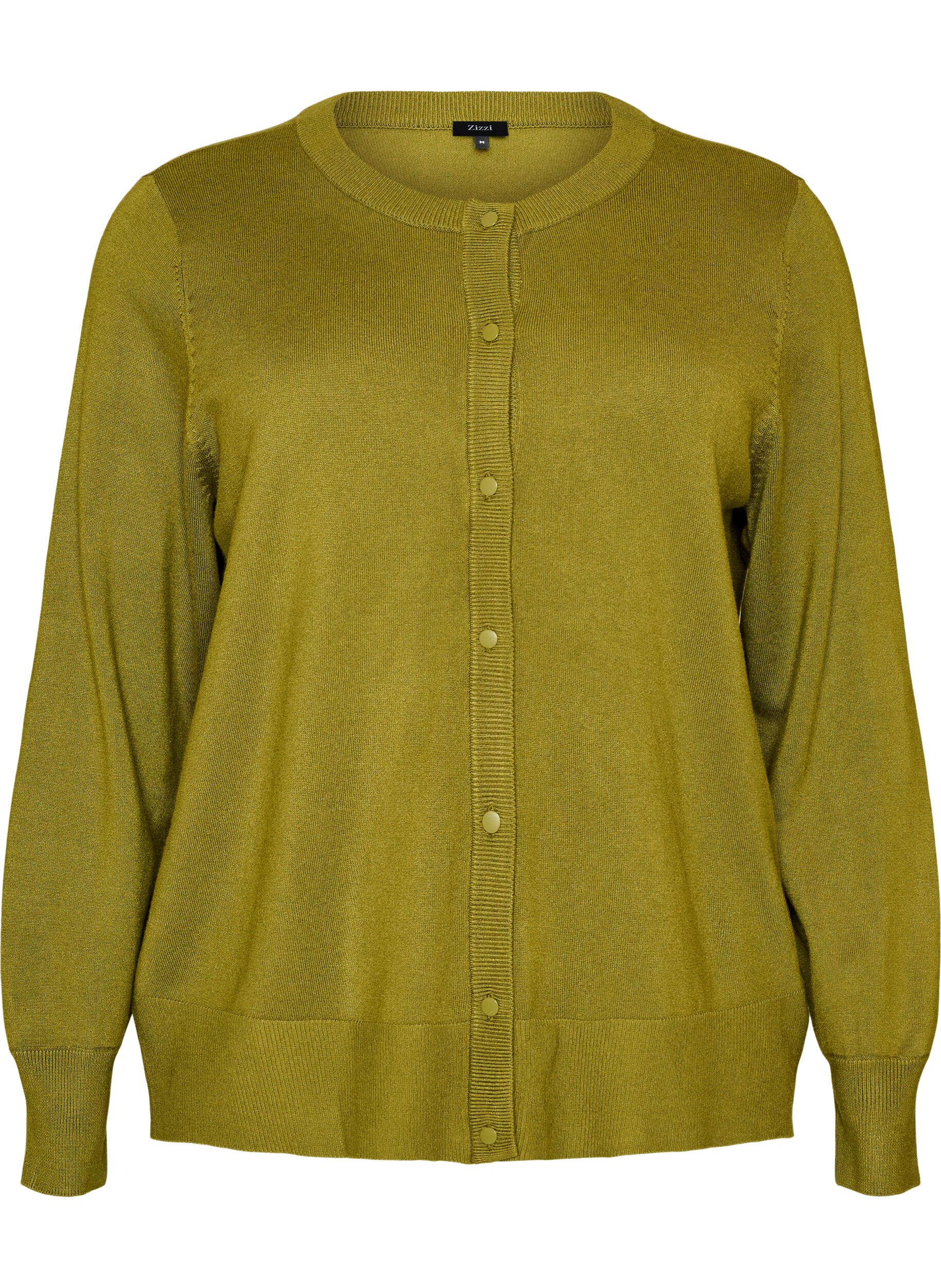 ZizziCardigan en tricot avec col rond et boutons, Vert clair, Packshot image number 0
