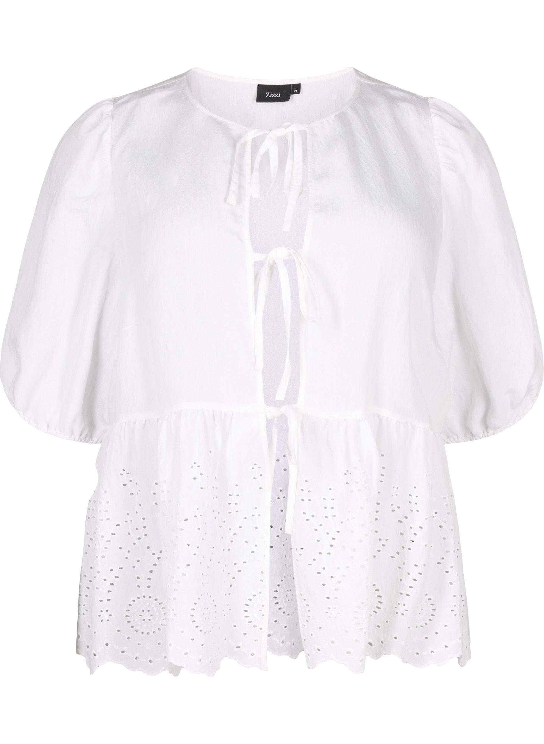 Zizzi Chemisier en viscose avec broderie anglaise, Bright White, Packshot image number 0