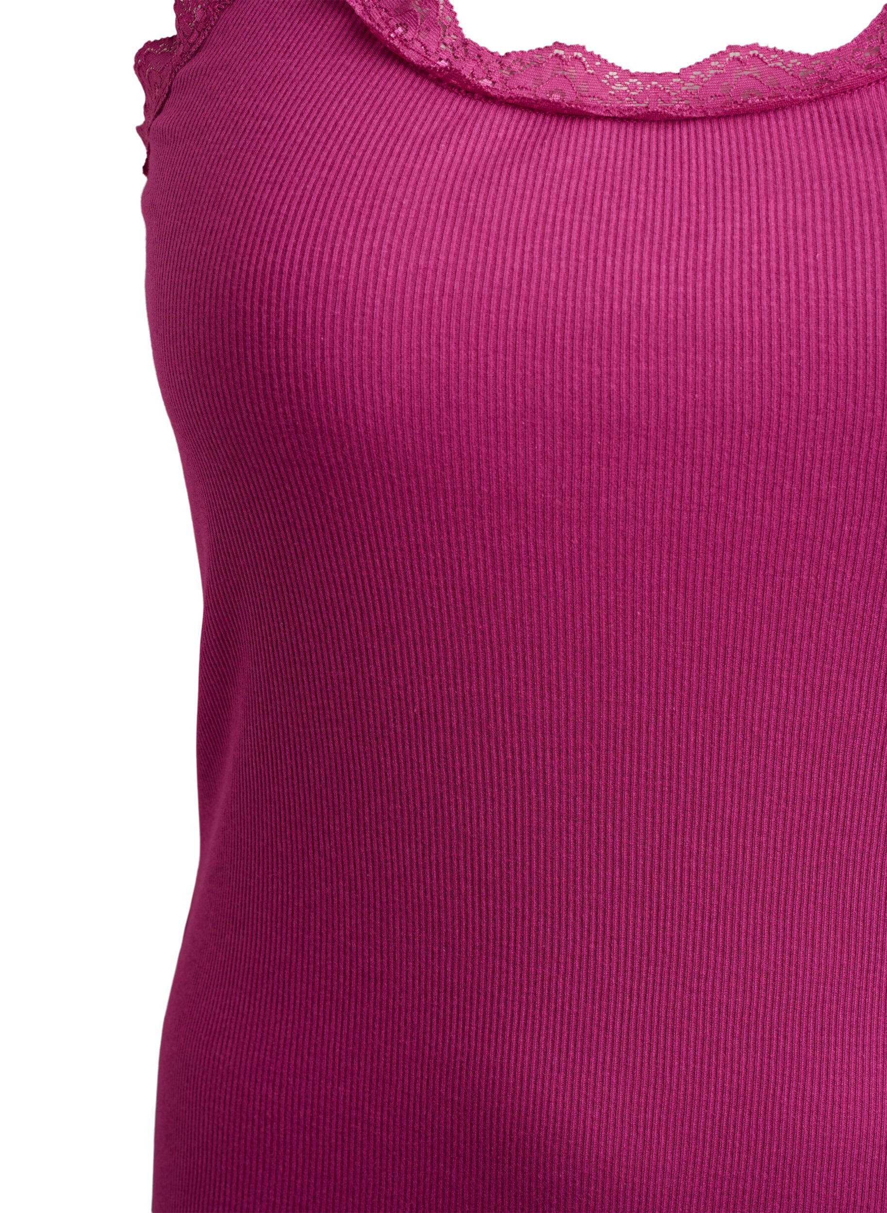 Zizzi Haut avec bordure en dentelle, Bordeaux, Packshot image number 2