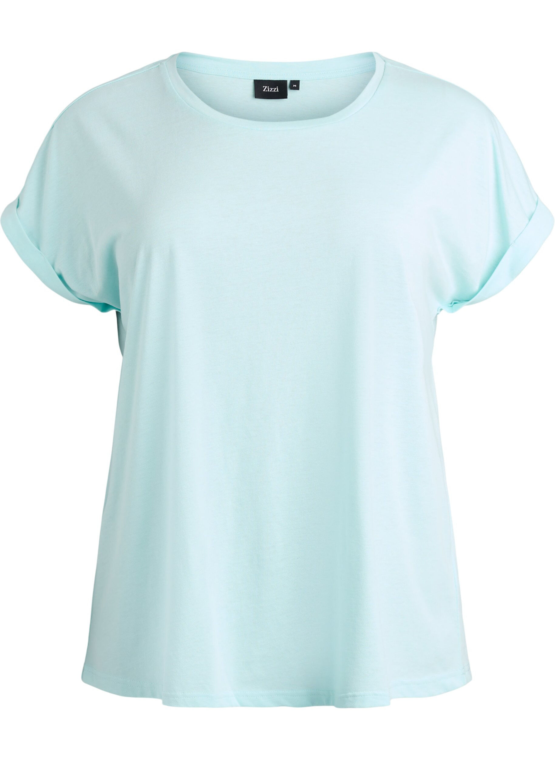 Zizzi T-shirt &agrave; manches courtes en coton m&eacute;lang&eacute;, Turquoise, Packshot image number 0