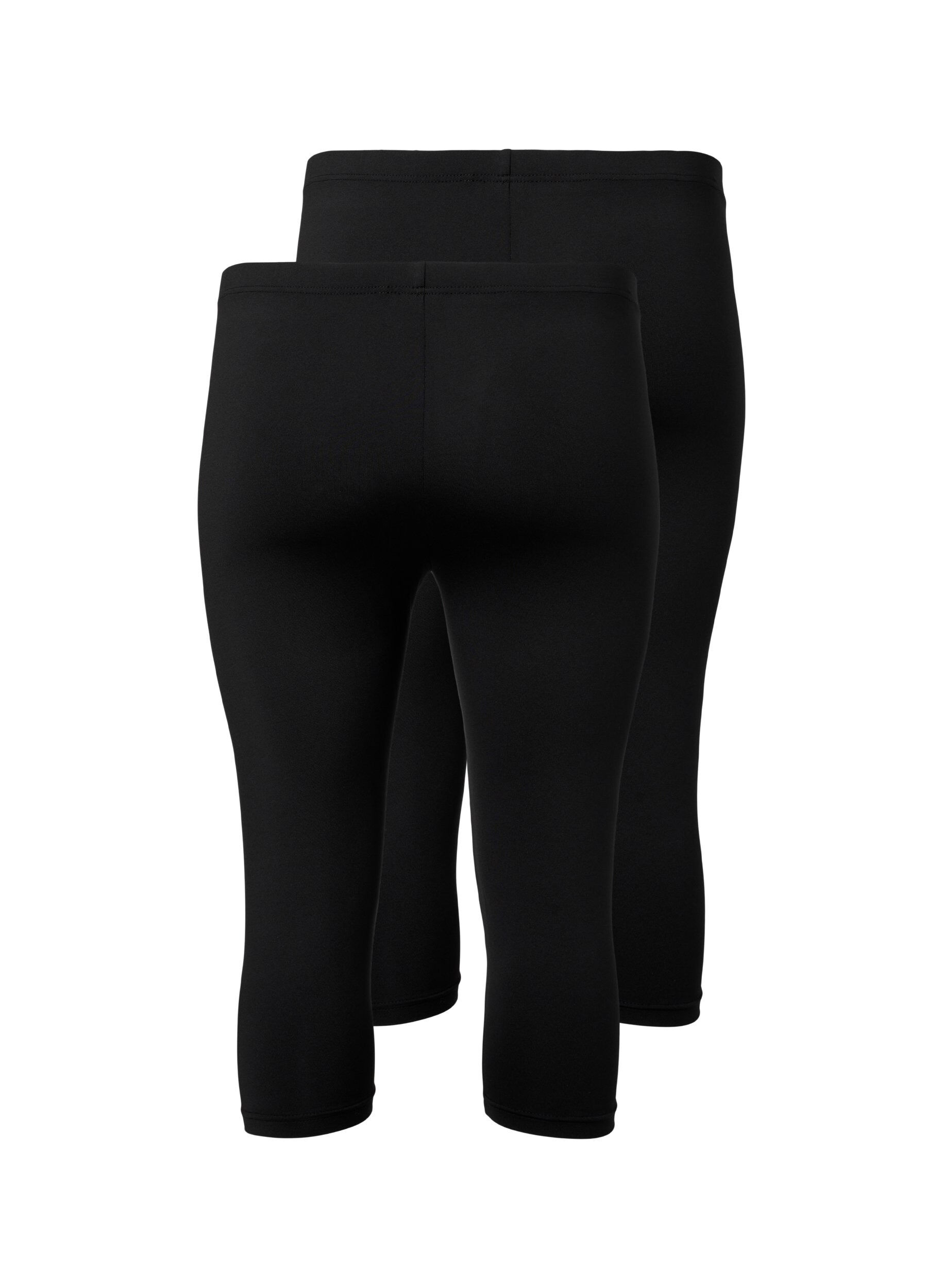 Zizzi 2-pack leggings avec longueur 3/4, Noir, Packshot image number 1
