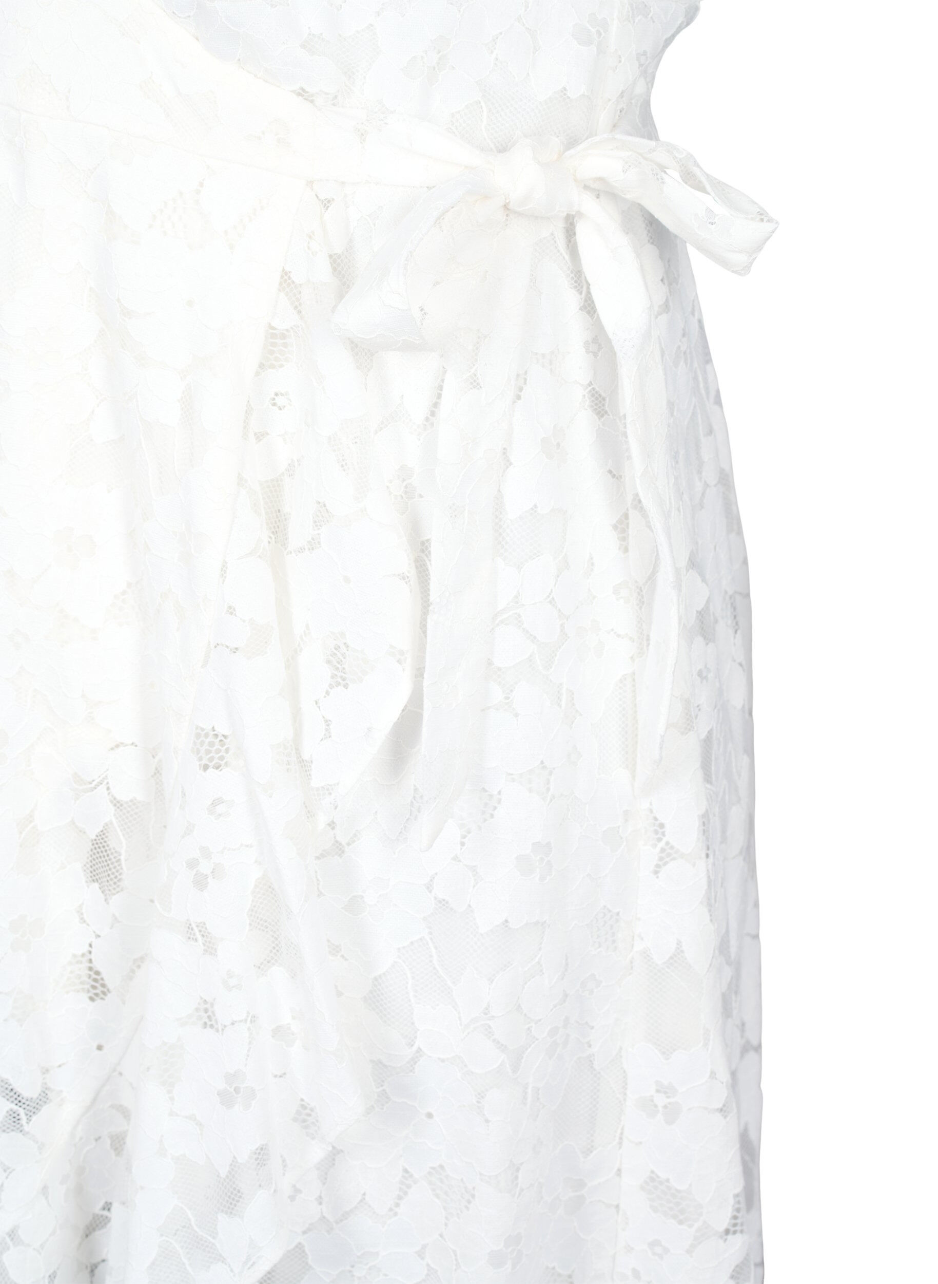 Zizzi Robe cache-c&oelig;ur avec dentelle et manches courtes, Bright White, Packshot image number 3
