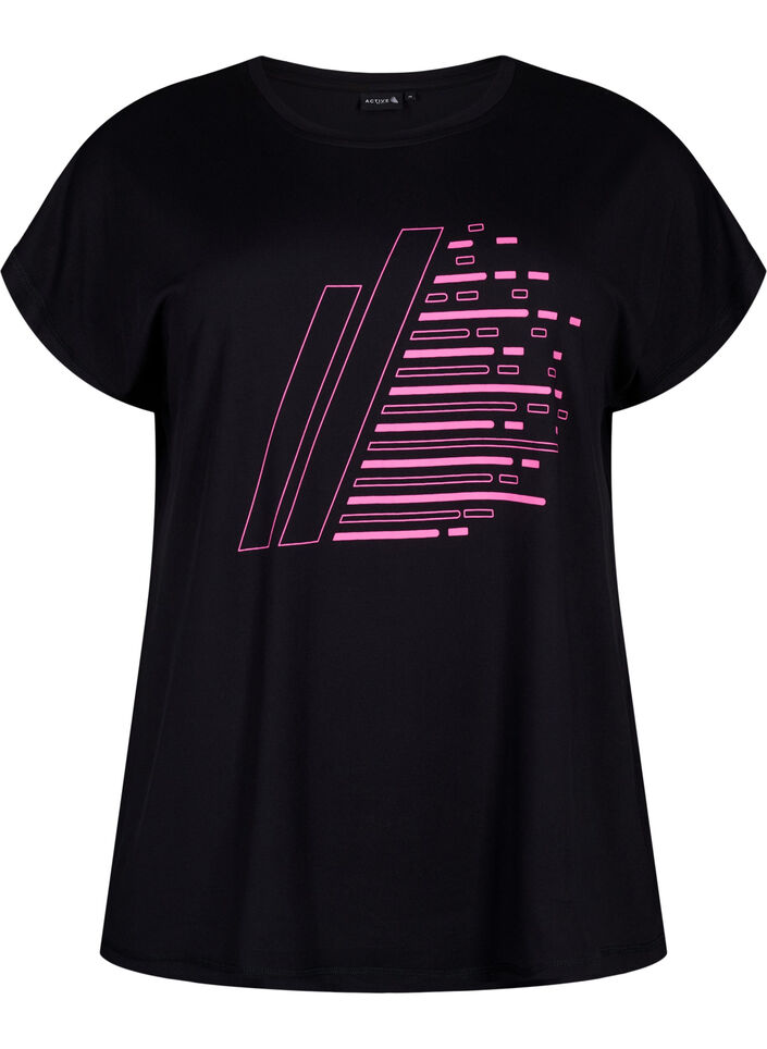 T-shirt d'entraînement à manches courtes avec impression, Black/Sugar Plum, Packshot image number 0