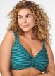 Haut de bikini &agrave; rayures avec coussinets amovibles, Vert fonc&eacute;, Model image number 2