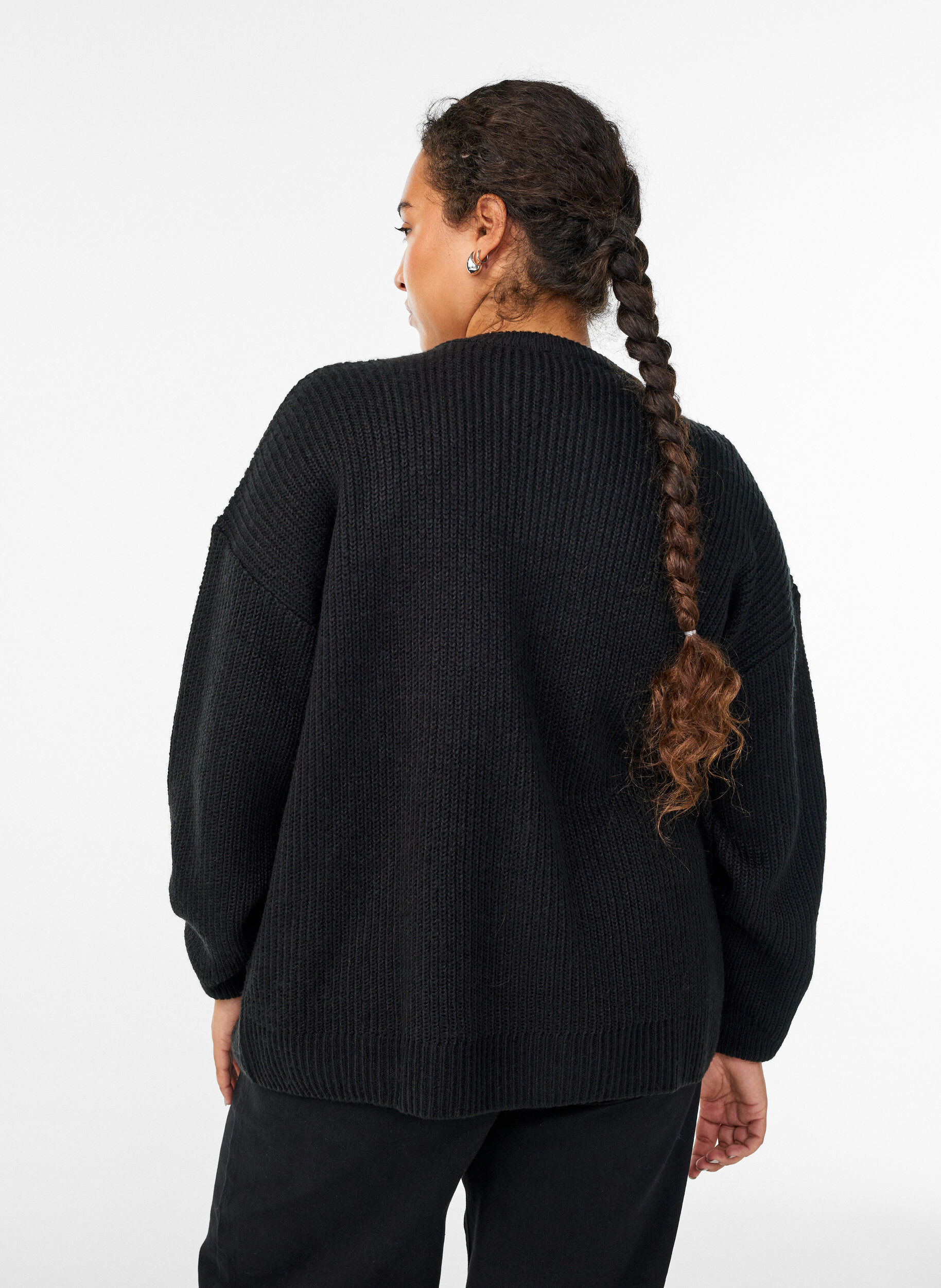 Zizzi FLASH - Cardigan en maille avec zip, Noir, Model image number 2