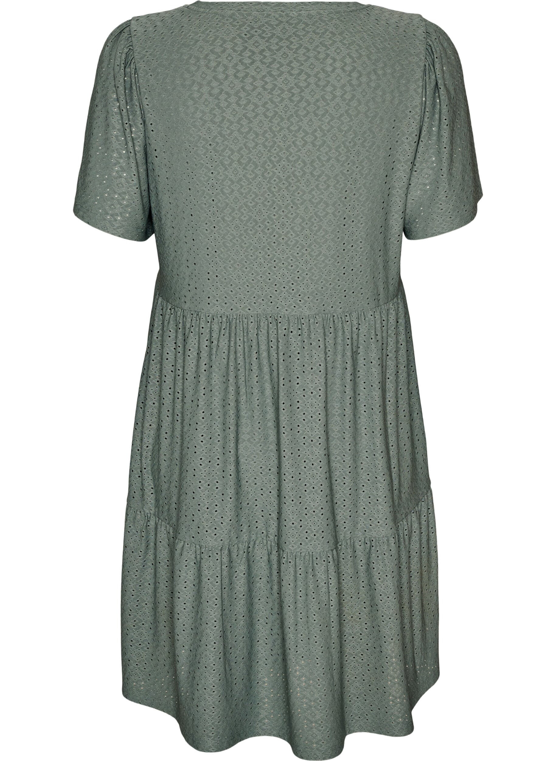 ZizziRobe courte avec motif en dentelle et jupe &agrave; volants, Vert fonc&eacute;, Packshot image number 1