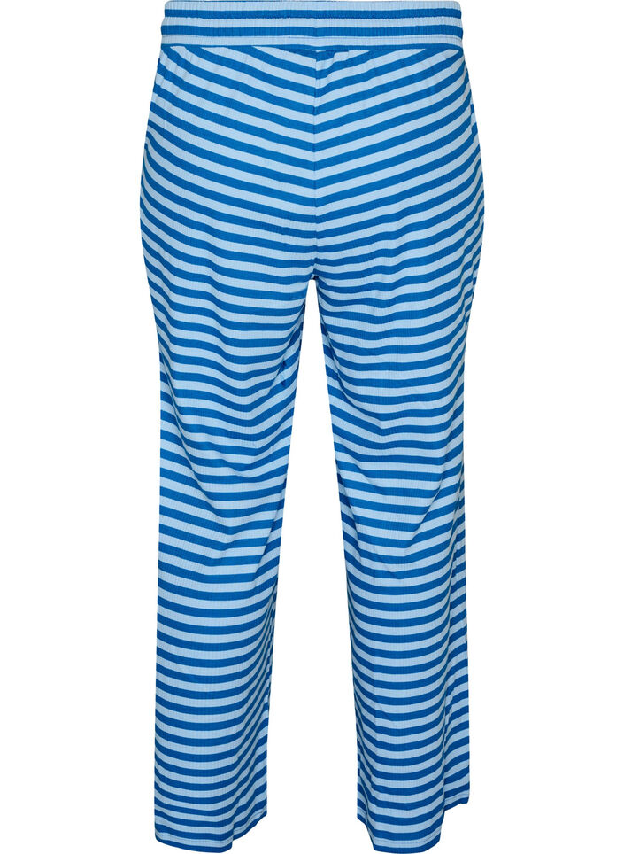 Pantalon de pyjama ray&eacute; &agrave; taille haute et coupe ample, Bleu Clair, Packshot image number 1