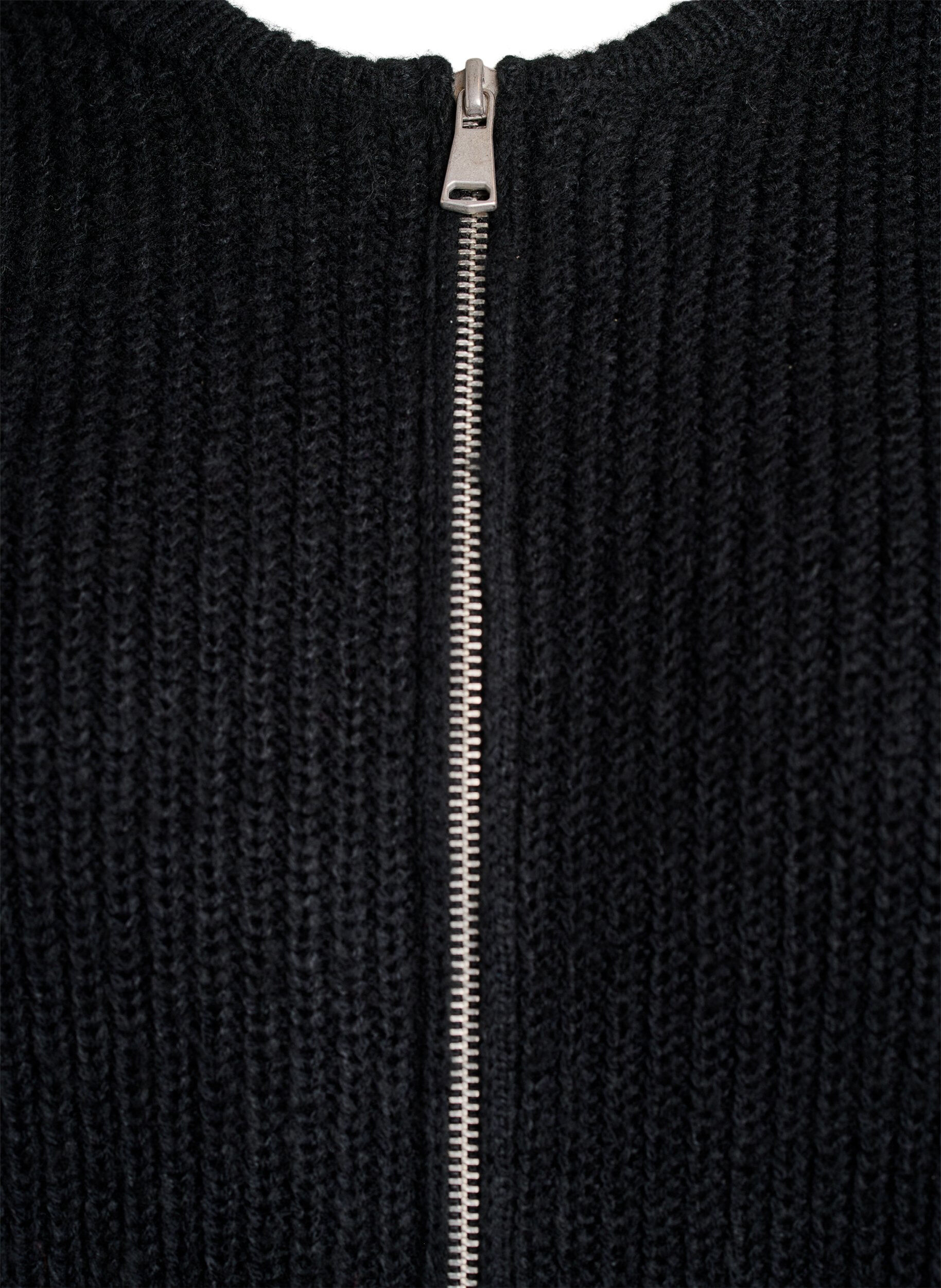 ZizziCardigan en maille avec zip, Noir, Packshot image number 2