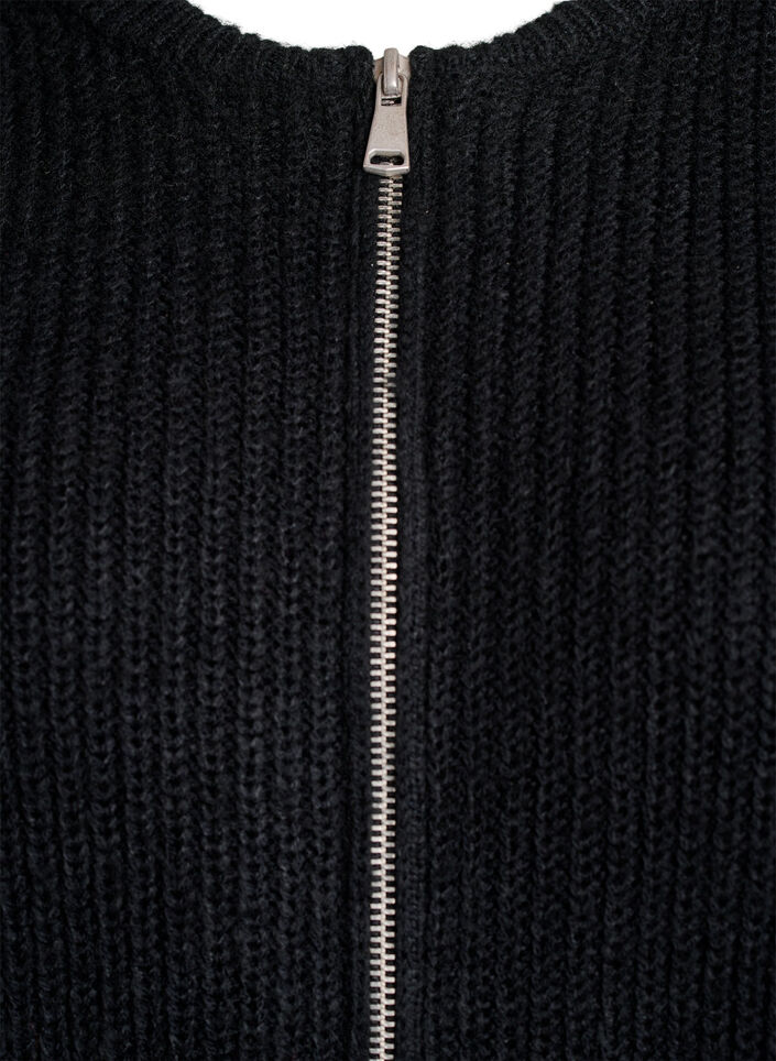 Cardigan en maille avec zip, Noir, Packshot image number 2